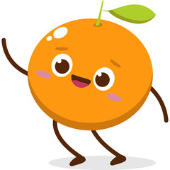 Cute orange character kawai vector for orange mascot. happy face, winking eye,. smile	
