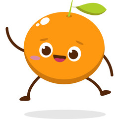 Obraz premium Cute orange character kawai vector for orange mascot. happy face, winking eye,. smile 