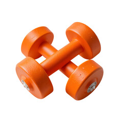 orange dumbbells isolated on transparent background
