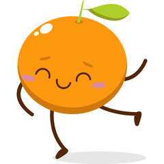 Cute orange character kawai vector for orange mascot. happy face, winking eye,. smile	
