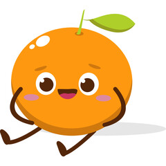 Cute orange character kawai vector for orange mascot. happy face, winking eye,. smile	
