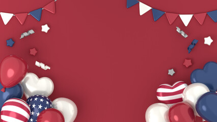 Patriotic Celebration 4th of July Balloons and Bunting Background