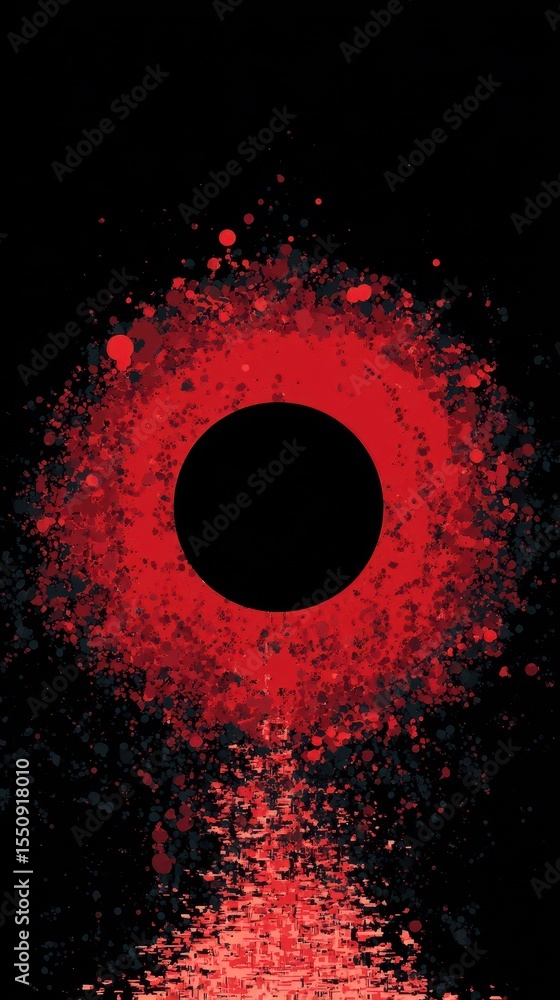 Poster red circle design with splatter effect.