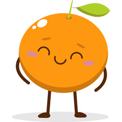 Cute orange character kawai vector for orange mascot. happy face, winking eye,. smile	
