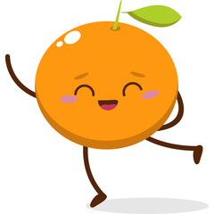 Cute orange character kawai vector for orange mascot. happy face, winking eye,. smile	
