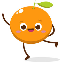 Obraz premium Cute orange character kawai vector for orange mascot. happy face, winking eye,. smile 