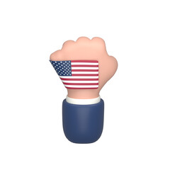 3D vector hand with a american flag sticker