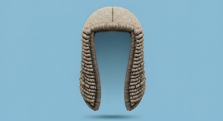 Traditional Barrister Wig on Blue Background
