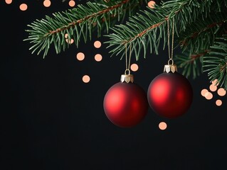 Fototapeta premium Christmas ornaments on a dark background