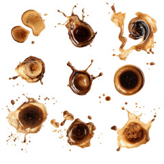 Splashy coffee stains in various patterns