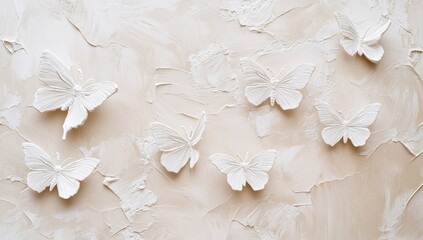 Pale butterflies on textured backdrop