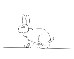 Cute rabbit outline drawing illustration. one continuous line drawing of bunny.