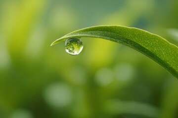 Nature scene with dew drop on leaf close-up photography tranquil environment macro viewpoint