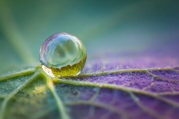 Nature close-up of water droplet on leaf macro photography vibrant colors natural environment artistic perspective