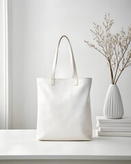 Paper bag on the table on a white background