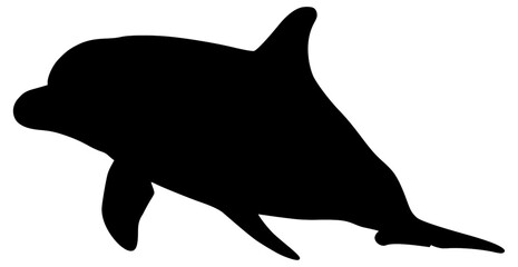 Vector Silhouette Of A Dolphin.
