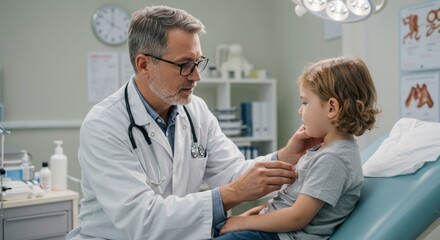 Fototapeta premium Caring Doctor Examining a Child Patient