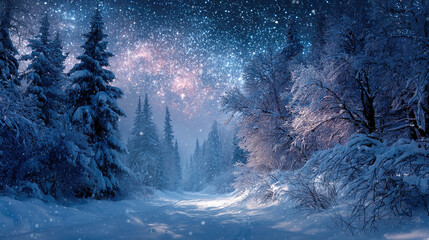Breathtaking Winter Space of Snow: Serene Snow-Covered Landscape with Soft Twilight Glow. 