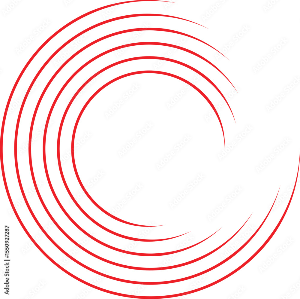 Poster abstract red and white spiral circle design with a vibrant curve element