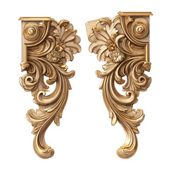 Ornate, golden, decorative brackets, symmetrical design