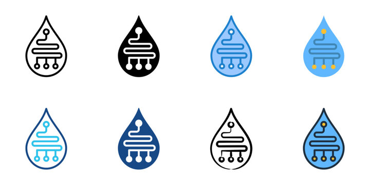 Microfluidics icon set multiple style collection 
