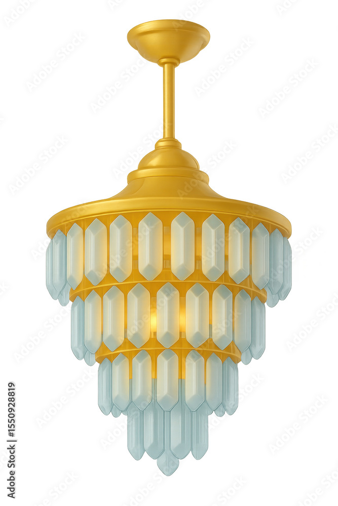 Poster elegant crystal chandelier in gold, featuring stunning design with geometric glass elements that cre