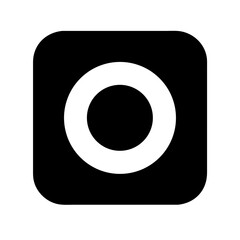 Black filled circular icon representing a recording button, commonly used in voice, video, and broadcast applications.
