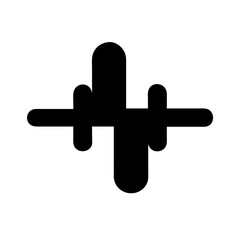 Obraz premium Simple black waveform icon representing sound waves, audio signal, or music frequency visualization in digital media. 