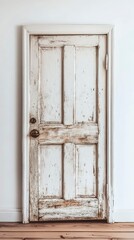 Weathered White Interior Door with Brass Hardware