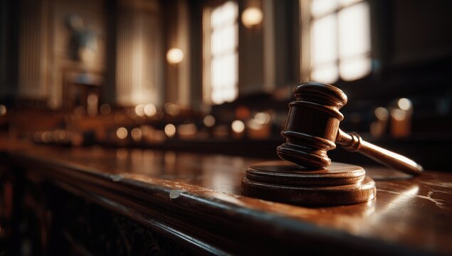 Wooden gavel on courthouse table (1)