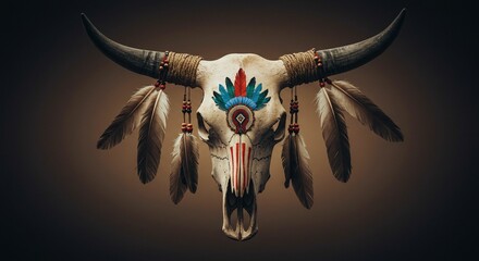 Decorated Cow Skull Art 