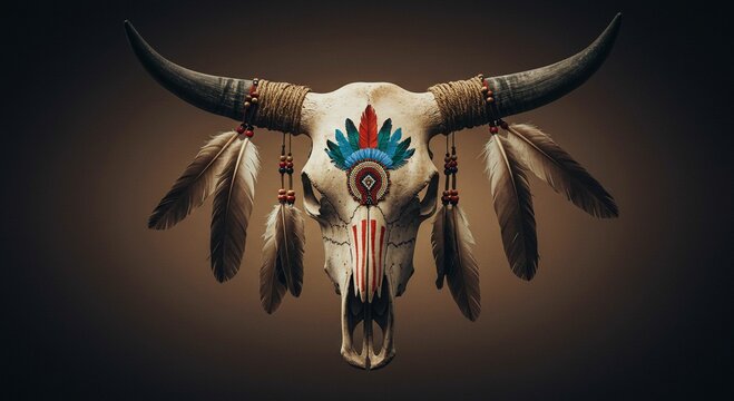 Fototapeta Decorated cow skull art