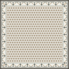 Hijab scarf flower abstract pattern.Ethnic geometric ornament with frame motif border hijab pattern.Design for fabric,print,scarves,shawl,kerchief,bandana,clothing,pareo,pillows,tablecloth,decoration.