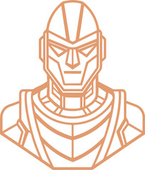 Robot Head Silhouette Line Art Vector Illustration On White Background