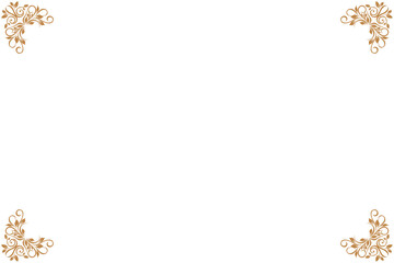 Elements of ornate vintage frames. Border gold on white classic calligraphy swirls, floral motifs. Design print for greeting cards, wedding invitations, restaurant menu, royal certificates. Set 361