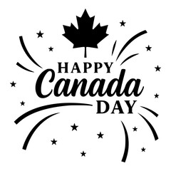 Fototapeta premium Happy Canada Day with Black Maple Leaf and Festive Stars