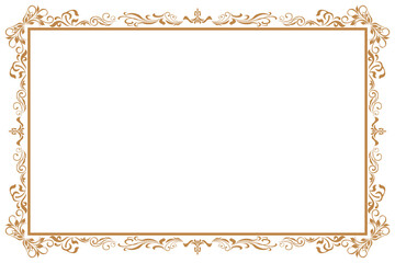 Elements of ornate vintage frames. Border gold on white classic calligraphy swirls, floral motifs. Design print for greeting cards, wedding invitations, restaurant menu, royal certificates. Set 372