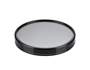 Round Black Plastic Frame Convex Mirror with Gray Reflective Surface.