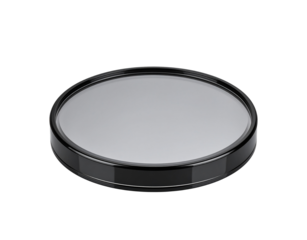 Round Black Plastic Frame Convex Mirror with Gray Reflective Surface.