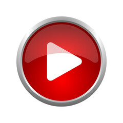 transparent png 3D image of red video play button with rounded triangle icon