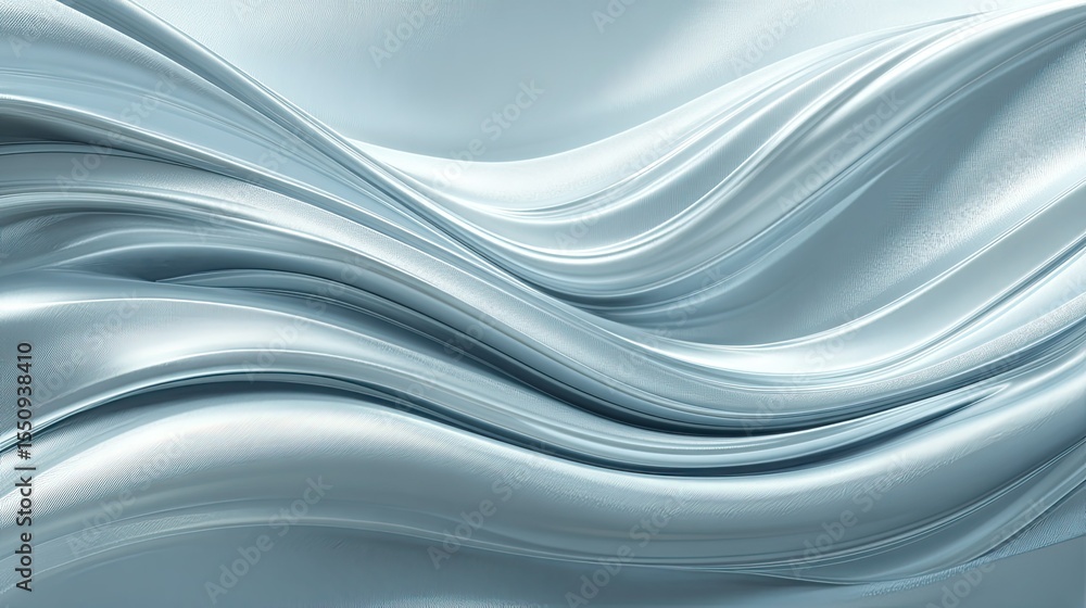 Poster elegant flowing silver fabric with soft light and shadows in a wave pattern
