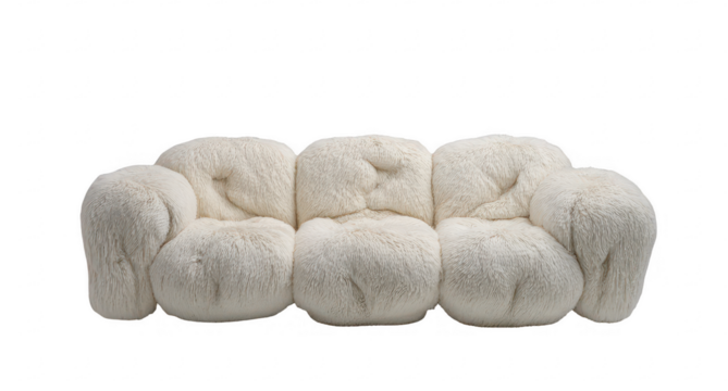Creamy white sofa with sculpted, plush texture