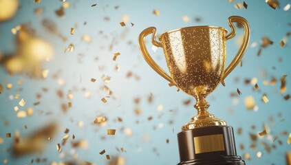 Golden trophy amidst celebratory confetti (7)