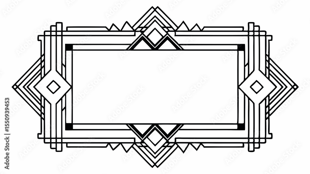Aufkleber Art deco frame with geometric patterns and rectangular space for text or image insertion design element created with generated ai