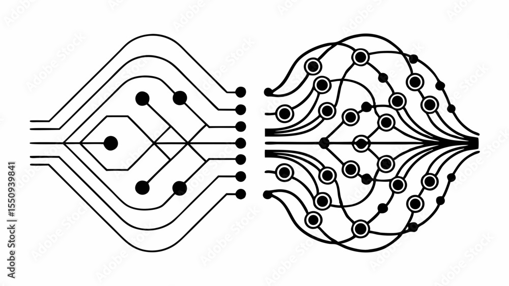 Poster abstract representation of two interconnected networks with nodes and lines showing connectivity cre