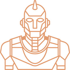 Robot Head Silhouette Line Art Vector Illustration On White Background