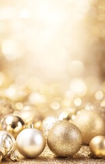 Golden Christmas Ornaments Shimmering Festive Decoration