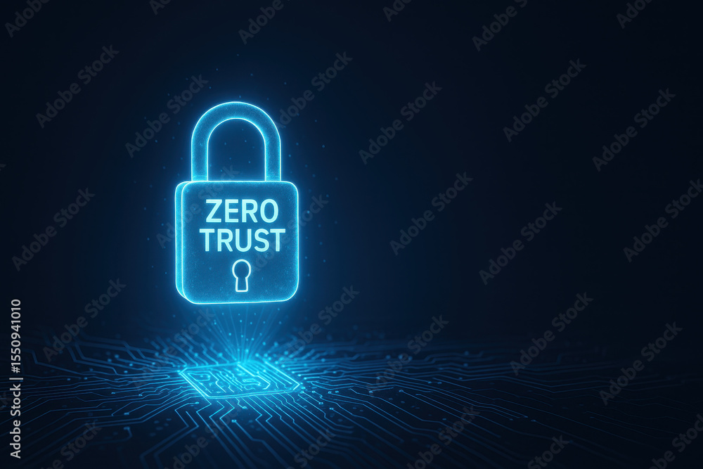 Aufkleber zero trust concept represented by glowing digital lock above microchip symbolizing secure technology