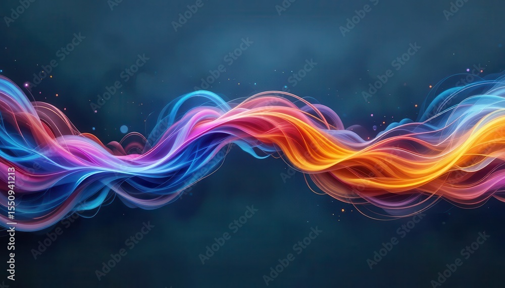 Aufkleber Dynamic colorful waves flowing through a dark background for computer displays