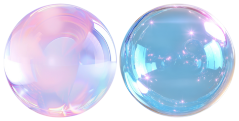 PNG Iridescent, glossy, reflective, ethereal, spheres, element set on transparent background
